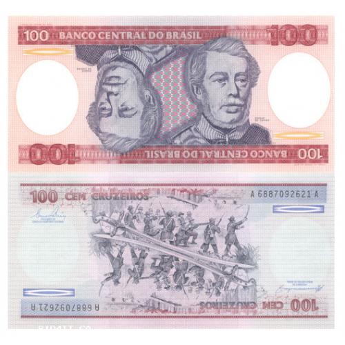 BRAZIL - 1984(ND) - 100 CRUZEIROS - Pick 198b - Crisp UNC. BANKNOTE