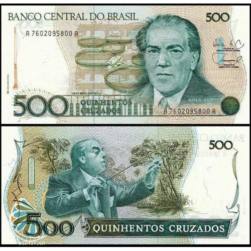 BRAZIL - 1988(ND) - 500 CRUZEIROS - Pick 212d - Commemorative Conductor BANKNOTE