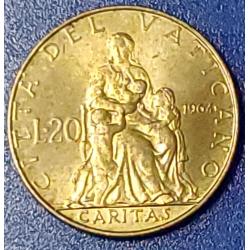 VATICAN 1964 - 20 Lire - Pope Paul VI - MS-63