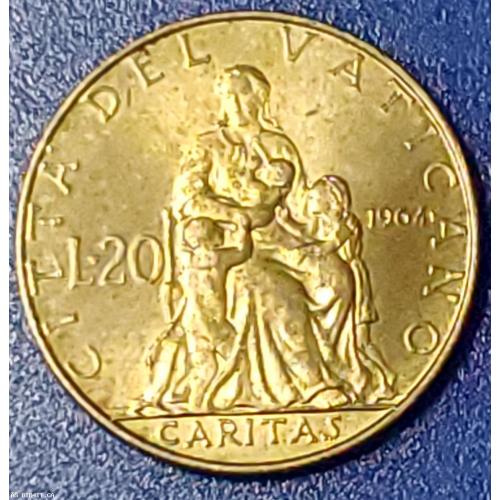 VATICAN 1964 - 20 Lire - Pope Paul VI - MS-63