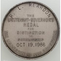 UNB - New Brunswick Lieutenant Gov. Named Medal R.L. REARDON OCT.19,1986 - by Henry Birks - in Original Birks Box