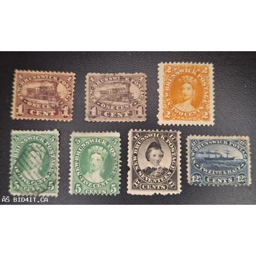 NEW BRUNSWICK, CANADA 1860-63 - Lot of 7 Early Stamps