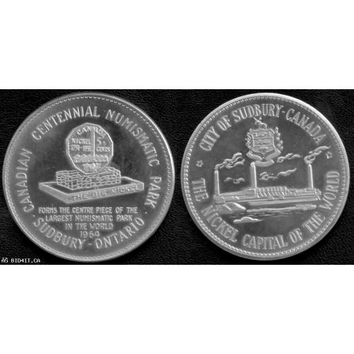 1964 Sudbury BIG NICKEL (Ontario) Canada Souvenir Medal  - Canadian Centennial Numismatic Park – Canada's Centennial - MS65