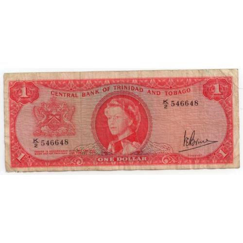 Trinidad and Tobago 1 Dollar, L 1964, P 26c / VEB Sign. 3, w/Governor Sign. Victor E. Bruce