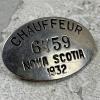 1932 NOVA SCOTIA CHAUFEUR LICENSE BADGE 6759 w/Original Pin Intact