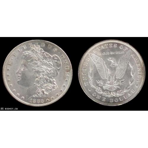1885-P USA MORGAN SILVER DOLLAR - MS60